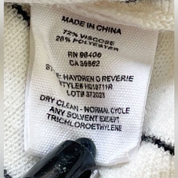 Theory Hayden O Reverie V-Neck Stripe Fringe Pullover Sweater small - Picture 7 of 7